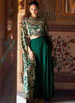 Chinnon Silk Green Party Wear Embroidery Work Readymade Indo Western